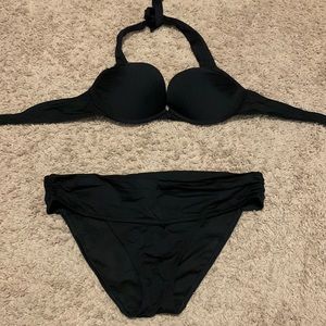 Victoria’s Secret swim - black- bottom is medium and top is 36 B.